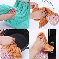 6203 Microfiber wash Basin Hanging Hand Kitchen Towel Napkin Microfiber Cloth Cartoon Animal Hanging Dishcloths Kitchen Accessories ( 1pc ) DeoDap
