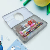 4137 Big Cartoon Printed Metal Compass Box, Pencil Case With Sharpner, Eraser, Pencil, Marker & Scale for Kids Stationery Compass Box, Stationery Gift for School Kids Compass, Pencil Box, Birthday Return Gift for Kids (6 Pc Set)