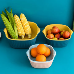 5228A KITCHEN BOWL PLASTIC WASHING BOWL AND STRAINER DRAINER BASKET FOR HOME & KITCHEN USE DeoDap