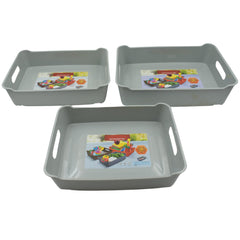 3645 Multipurpose Organising & Storage Plastic Tray, Fruit & Vegetable/ Multi Purpose Tray, Organizer for Kitchen, Countertop, Cabinet, Bathroom Plastic Storage Basket For Store Fruits, Vegetables, Magazines, Cosmetics, Stationary Set of 3