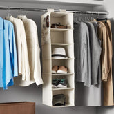 6370 6 Shelf Hanging Closet Organizer, Space Saver, Sweater & Clothing Shelves, Breathable Material Keeps Away Dust & Odors, DeoDap