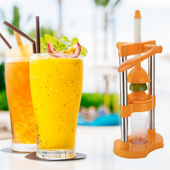 7128 Hand Pressure Juicer With Glass Manual Cold Press Juice Machine Instant Make Juice Squeezer, Fruits Juicer, Juice Maker, Orange Juice Extractor For Fruits & Vegetables, Orange DeoDap