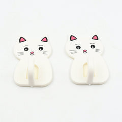 17616 Cute Cat Wall Mounted Hook, Heavy Duty Hook, Sticky Hook Household, For Home, All Type Wall Use Hook, Suitable for Bathroom, Kitchen, Office (2 Pc Set)