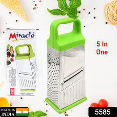 5585 Miracle 5 In 1 Multifunctional Stainless Steel, Cheese Grater With Handle Stainless Steel Material Food Grater For Carrot, Cheese, Panner, Lemon or orange Peel and other Vegetable & Fruit