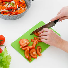 5813 Premium Plastic Chopping Board & Steel Knife Vegetable Chopping Board With Knife Cutting Board for Kitchen Chopper Fruit and Vegetable Cutter Chopper Plastic (3 Pc Set)