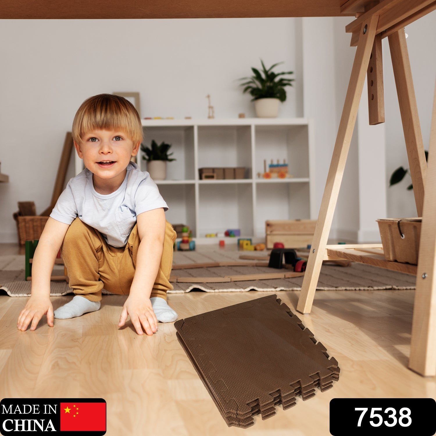 7538 KIDS MATS FOR FLOOR SOFT PLUSH FOAM BABIES PUZZLE INTERLOCKING PLAY MATS FOR CRAWLING PLAYING TILE MAT CARPET RUG FOR INFANTS AND TODDLERS (SIZE :- 63X63CM SET OF 4PC) DeoDap