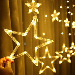 1253 12 Stars Curtain String Lights, Window Curtain Lights with 8 Flashing Modes Decoration for Festivals DeoDap
