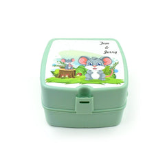 5787 Double-Layer Square Lunch Box with Spoon , 4 Compartment Tiffin & Push Lock , Plastic Tiffin Box for Travelling, School Kids & Office Exclusive, Home