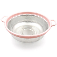 7147 Big Stainless Steel Colander with Handle, Large Metal Mesh Basket Strainer for Pasta, Spaghetti, Berry, Veggies, Fruits, Kitchen Food Colander, Dishwasher Safe (1 pc )