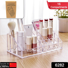 6282 16 Compartment Cosmetic Makeup Jewellery Lipstick Storage Organiser Box, Cosmetic Storage Box Make-up Lipstick Organizer / Lipstick Holder Case Transparent