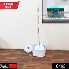 8162 Round Shape Mop Head with 1 Pad Extra Clean Water Spin Mop with Separate Water Bucket, Suitable for All Types of Flooring, Separates Dirty and Clean Water, Wet