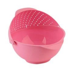 2145 Plastic Revolving Multi Functional Rice, Vegetable Fruit Wash Basket Bowl (Multi Colour) DeoDap