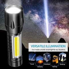 7528 Mini Search Rechargeable LED Long Range Flashlight Emergency Light Torch DeoDap