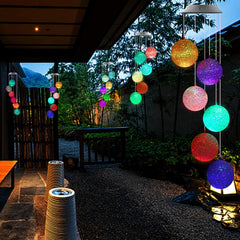 8317L Solar Crystal Ball Wind Chime, Color Changing Solar Powered LED Hanging Wind Chime Light Mobile for Patio Yard Garden Home Outdoor Night Decor, Gifts