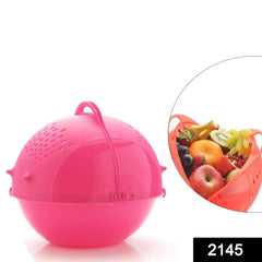 2145 Plastic Revolving Multi Functional Rice, Vegetable Fruit Wash Basket Bowl (Multi Colour) DeoDap