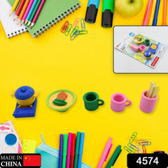 4574 Kitchen Appliances Shape Eraser, Mini Eraser Simulated Cookware Creative Cute Novelty Eraser, Children Day, Birthday Return Gifts for Kids, Childrens, Boys, Girls Kitchen Utencils Set Shaped Erasers Set Pack of 6