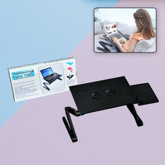 6925 Modern Style Portable Adjustable Foldable Laptop Holder Notebook Desks Lap PC Folding Desk Table Vented Stand 2 Built in Cooling Fans