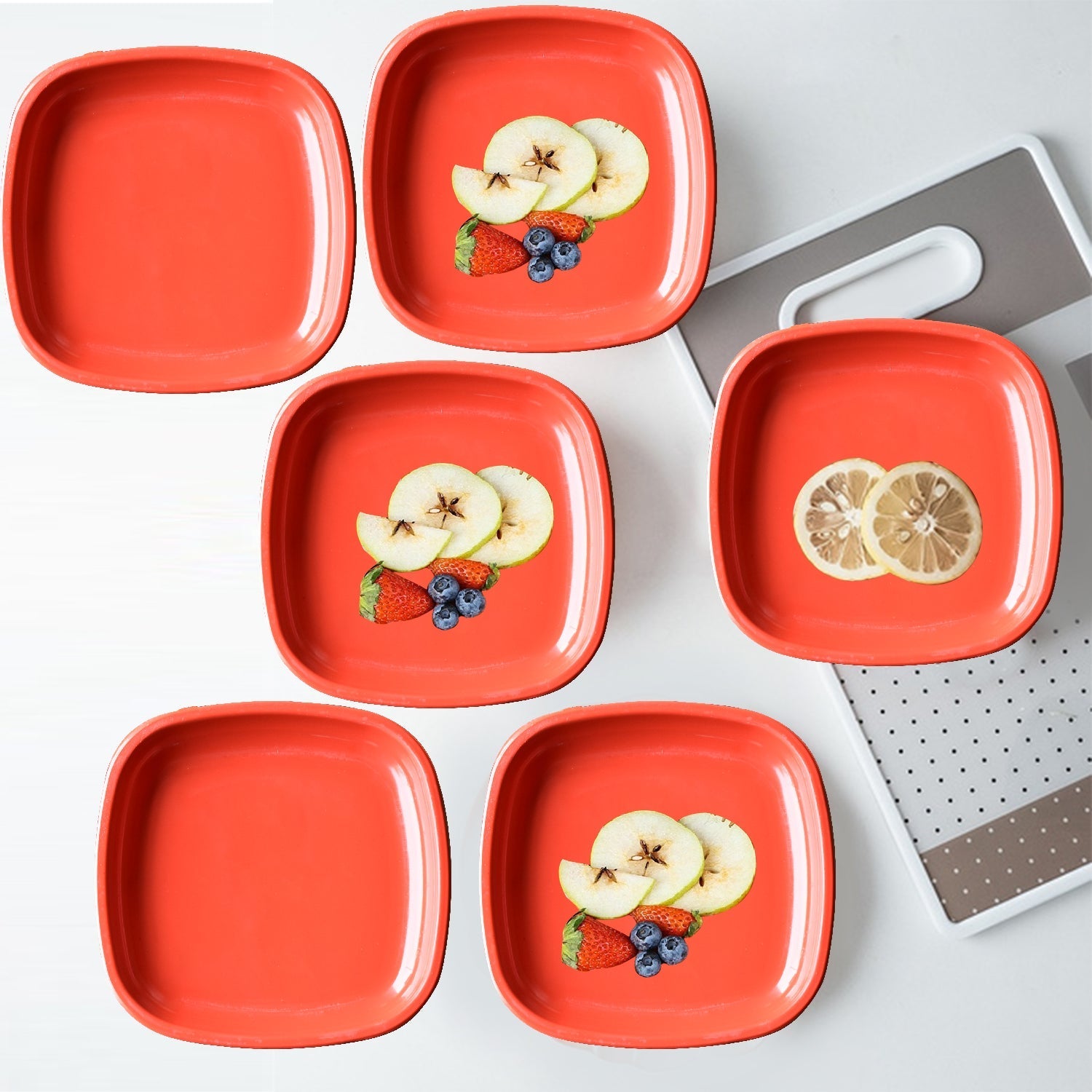 2394 Microwave Safe Quarter Plates Square 6 Pcs, DeoDap