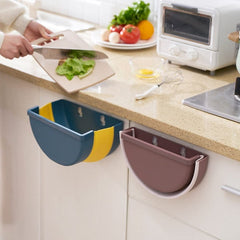 4160 Wall Mounted Hanging Trash Can With Adhesive Hook, Garbage Bin for Kitchen Cabinet Door, Small Collapsible Foldable Waste Bins, Hanging Trash Holder for Bathroom Bedroom Office Car, Portable (1 Pc)
