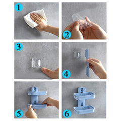 4762 Plastic Double Layer - Soap Stand, Holder, Wall Soap Box Sturdy Vacuum Dispenser Tray Deodap