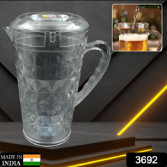 3692 Mocktail Pet Jug Plastic Jug With lid, Drinking Beverage Jag, Transparent Tableware Reusable BPA Free, Plastic Water jug for Home use, Perfect for Home, Restaurants