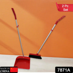 7871 Broom and Dustpan Cleaning Set Long Handled Dustpan and Brush Handle Dust Pan Broom Sweeper Long Handle Broom and Dustpan Set for Kitchen, Home, Lobby Schools, Hospital etc.