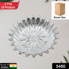 5480 Traditional Design Serving Tray, Plastic Silver Finish Serving Tray, Multipurpose Tray, Decorative Tray, Mukhwas Serving Tray (2 Pc Set)