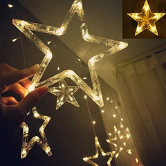 3385 12 Stars LED Curtain String Lights with 8 Flashing Modes for Home Decoration, Diwali & Wedding LED Christmas Light Indoor and Outdoor Light ,Festival Decoration (Warm White)