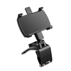 6948 Car Phone Holder Clip Mount 360 Degree Rotation Dashboard Rear View Mirror Sun Visor Smartphone HUD Navigation Fold Stand Plastic Black Compatible For All Smart Phones