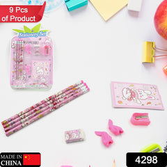 4298 Stationery Kit for Kids - Stationery Set, Includes Wooden Pencil, Sharpener, Pencil and Eraser Set, Small Diary School Supply Set, Birthday Return Gift for Kids, Boys, Girls (9 pc Set)