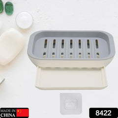 8422 Bathroom Soap Holder, Soap Dish Container, Soap Case for Water Draining, Soap Holder Tray with Adhesive Sticker