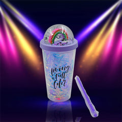 6883 Sipper Bottle with Straw, LED Glow Light for Kids/Tumbler with Straw/Vacuum Flask/Sipper Plastic Tumbler/Sipper Bottle with Straw (Pack of 1)