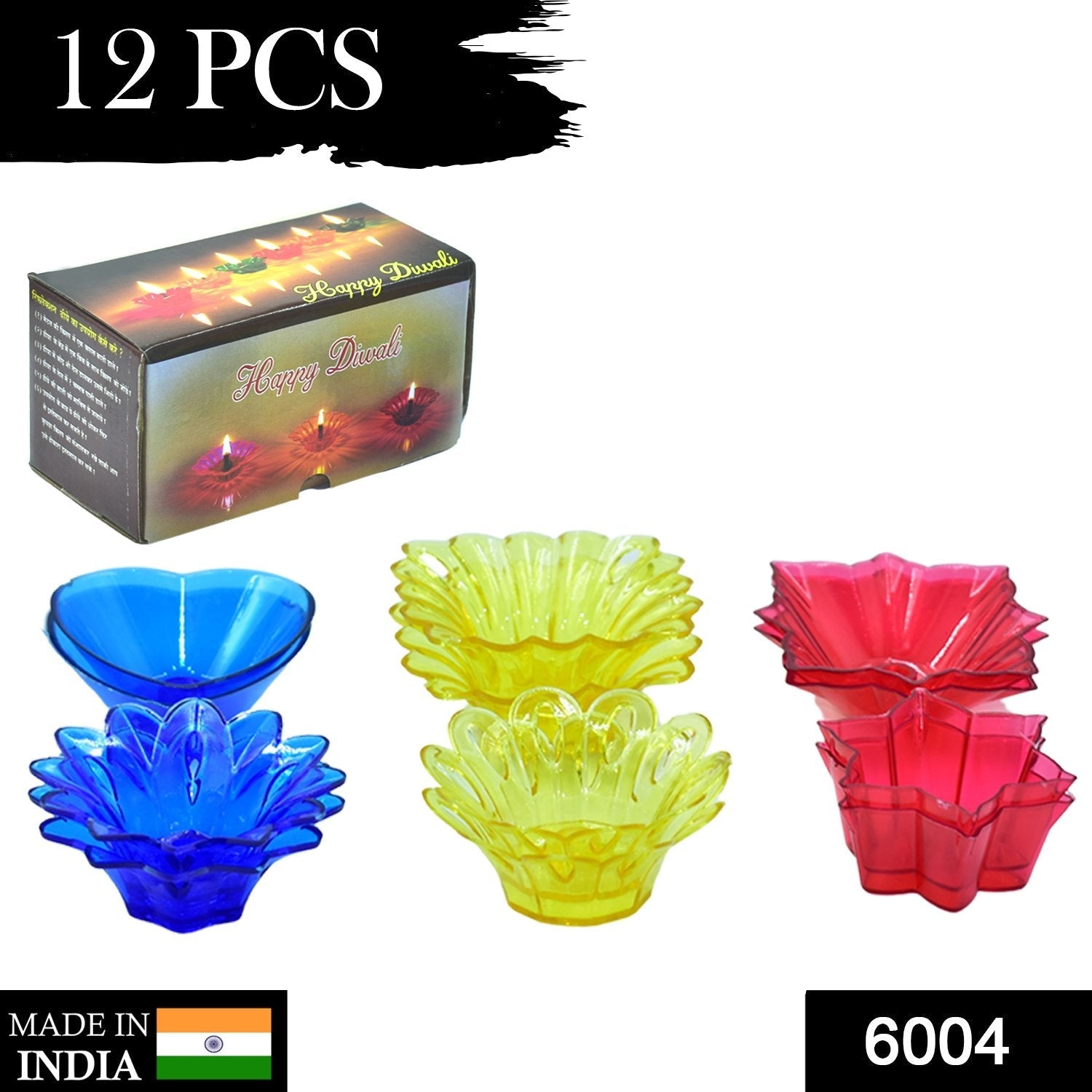 6004 Plastic Candle Cup with Multi Shape (Multicolor) DeoDap
