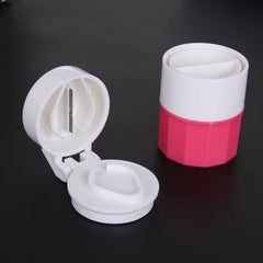 6076 4-in-1 Layer Multipurpose Plastic Portable Pocket Size Tablet Medicine Cutter Divider with Partitioned Storage and Crusher Grinder Powder DeoDap