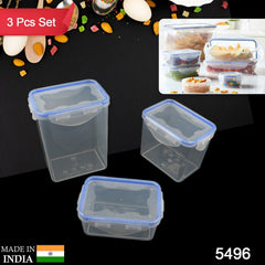 5496 Kitchen Storage Container Set with Food Grade Plastic and Air Seal Lock Lid for Storage of Grocery, Spices, Dry fruits Use For Home, Office, Restaurant, Canteens (3 Piece Set)