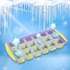 7169 18 Cavity Pop Up Ice Cube Tray Easy Release Flexible Silicone Bottom Ice Tray , Stackable Ice tray, 100% BPA Free, Food Grade for Freezer DeoDap