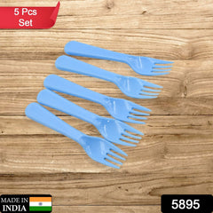 5895 Reusable Premium Heavy Weight Plastic Forks, Party Supplies, One Size, plastic 5pc Serving Fork Set for kitchen, Travel, Home (5pc)