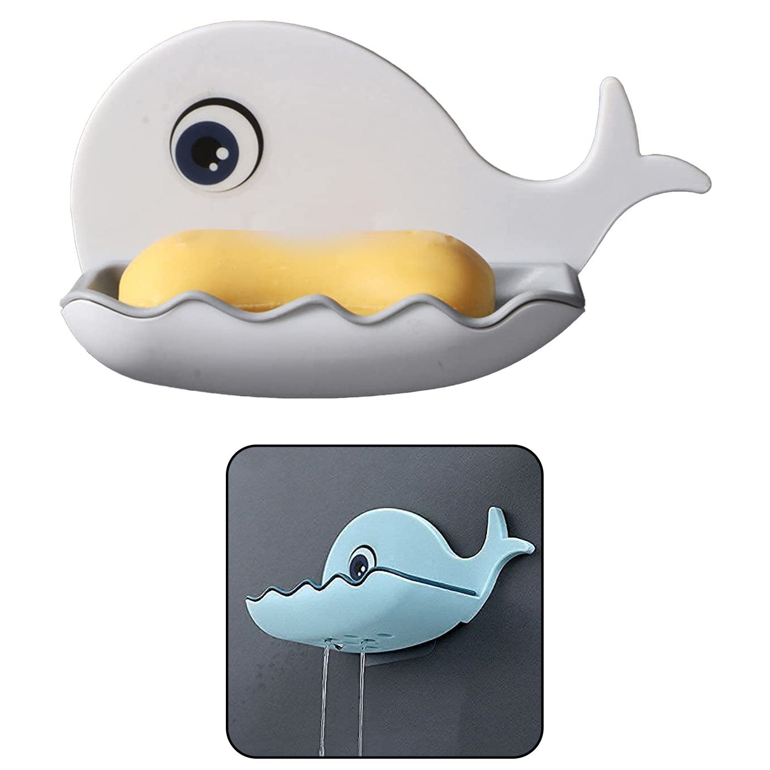 4747 Fish Shape Soap Dish Adhesive Waterproof Wall Mounted Bar Soap Dish Holder (Pack of 2Pc) DeoDap