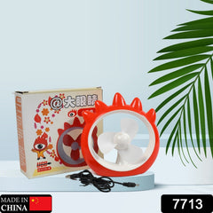 7713 MINI DESKTOP FAN RECHARGEABLE TABLE FAN HANDHELD FAN USB FAN DESK FAN COOLING FAN FOR HOME , OFFICE , CAR, & MULTI USE FAN DeoDap