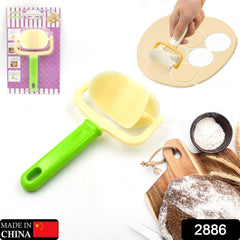 2886 Plastic Round Roll Forming Cutter Cake Ball Tongs and Molds, Puri Cutter, Roller Machine for Baking Tools (1 Pc Mix Color)