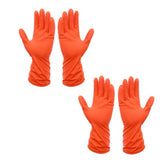 4852 2 Pair Medium Orange Gloves For Types Of Purposes Like Washing Utensils, Gardening And Cleaning Toilet Etc. DeoDap