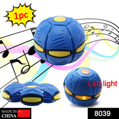 8039 Football Flat Throw Disc - with 3 LED Light Flying Toys DeoDap