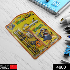 4600 8 PC SET STATIONARY SET INCLUDING 4 PENCIL RUBBER PENCIL SHARPENER 1SKETCH PEN & SMALL BOOK SCHOOL, OFFICE PRODUCT GIFT
