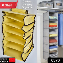 6370 6 Shelf Hanging Closet Organizer, Space Saver, Sweater & Clothing Shelves, Breathable Material Keeps Away Dust & Odors, DeoDap