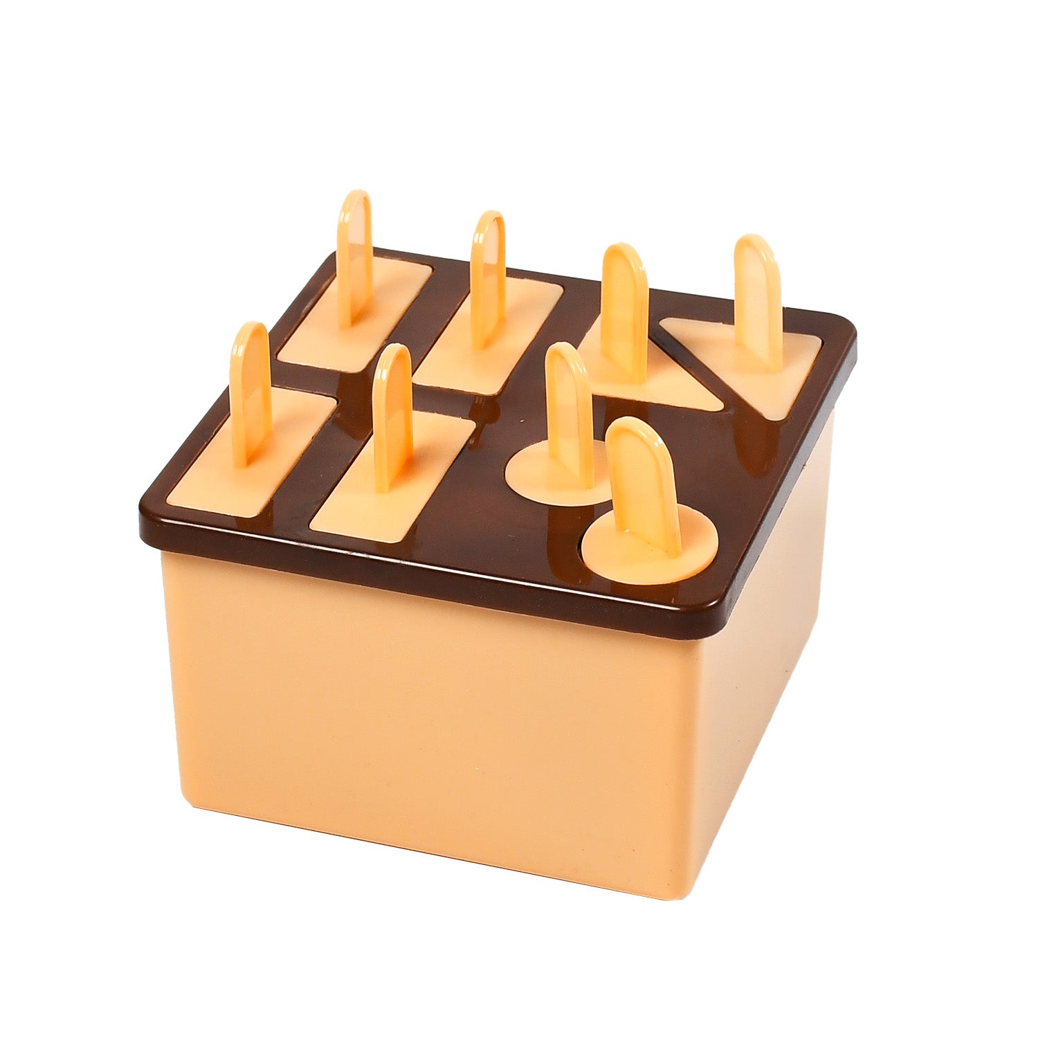 6316B Plastic Kulfi Mould, Kulfi Moulds 8 pcs Tray Ice Cream Mould Reusable Frozen Kulfi Maker Popsicle Sticks Lolly Ice Popsicle Candy Mould for Children pink Color Brown Box DeoDap