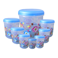 2448 Air Tight Plastic Transparent Container Set (10000ml, 7000ml, 5000ml, 3000ml, 2000ml, 1000ml, 750ml, 500ml) DeoDap