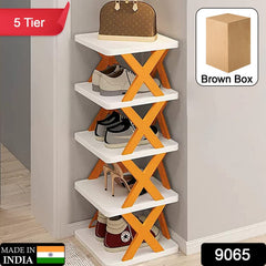 9065 5 Layer Shoes Stand, Shoe Tower Rack Suit for Small Spaces, Closet, Small Entryway, Easy Assembly and Stable in Structure, Corner Storage Cabinet for Saving Space DeoDap