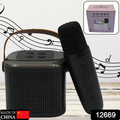 12669 Wireless Speaker Microphone Set, RGB Light Support Memory Card PortableKaraoke Machine Perfect for Travel TV