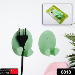 6818 Plastic Adhesive Cable Plug Hook Bathroom Power Plug Socket Holder for office, home and restaurant use 2 pc Set
