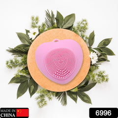 6996 Waterproof Face Wash Brush, Face Scrubber Facial Cleansing Brush Exfoliating Silicone Face Hot Compress Scrubber Cleaning, for Deep Skin Care Heart Shaped, for Women for Home